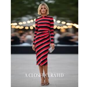 Jonathan Cohen Side Twist Midi Dress XS Red NEW